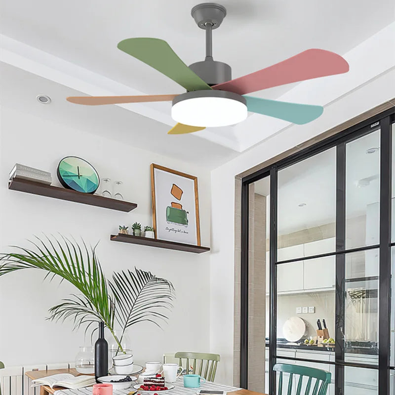 ventilateur de plafond led moderne télécommande intelligente trois couleurs - vue 4 sur 12