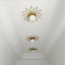 plafonnier doré de luxe style nordique feuille de lotus monté en surface