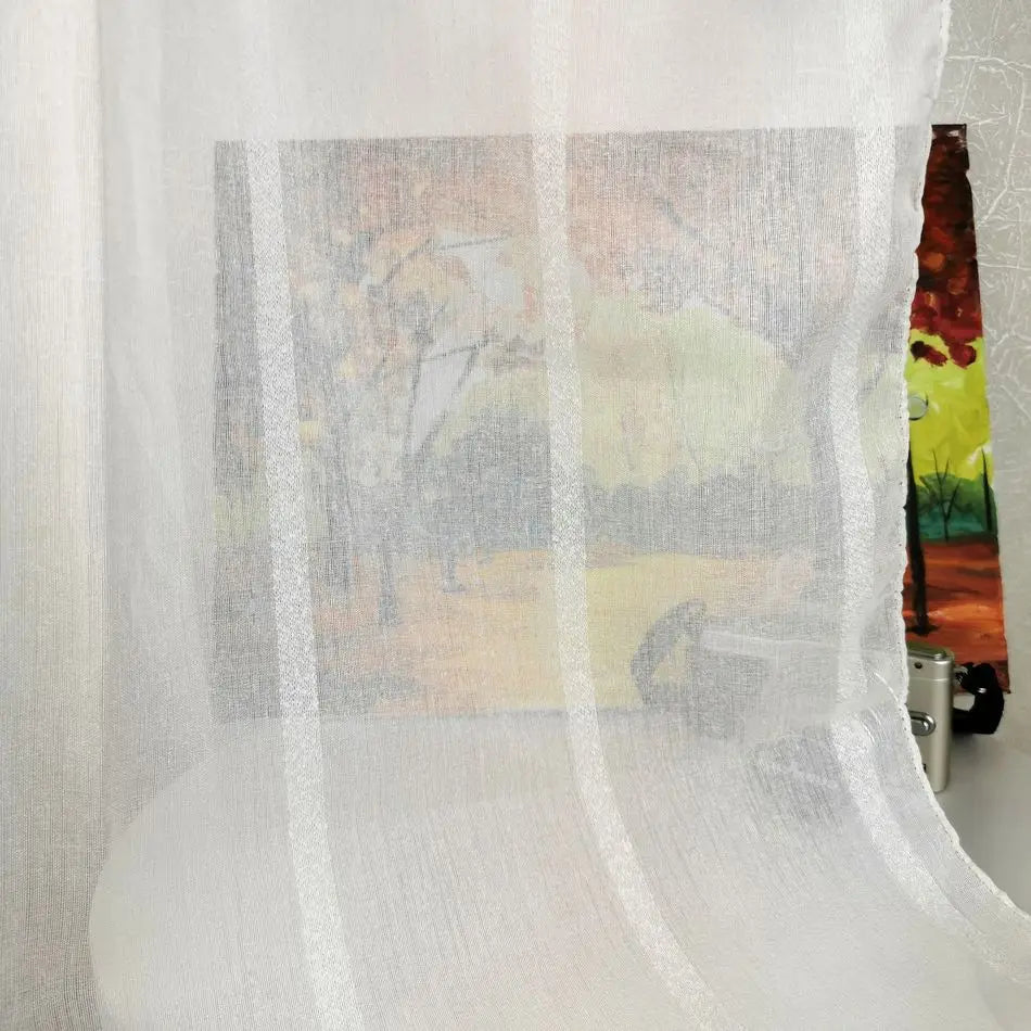 Voilage rayé style europeen americain pour salon chambre - vue 7 sur 8