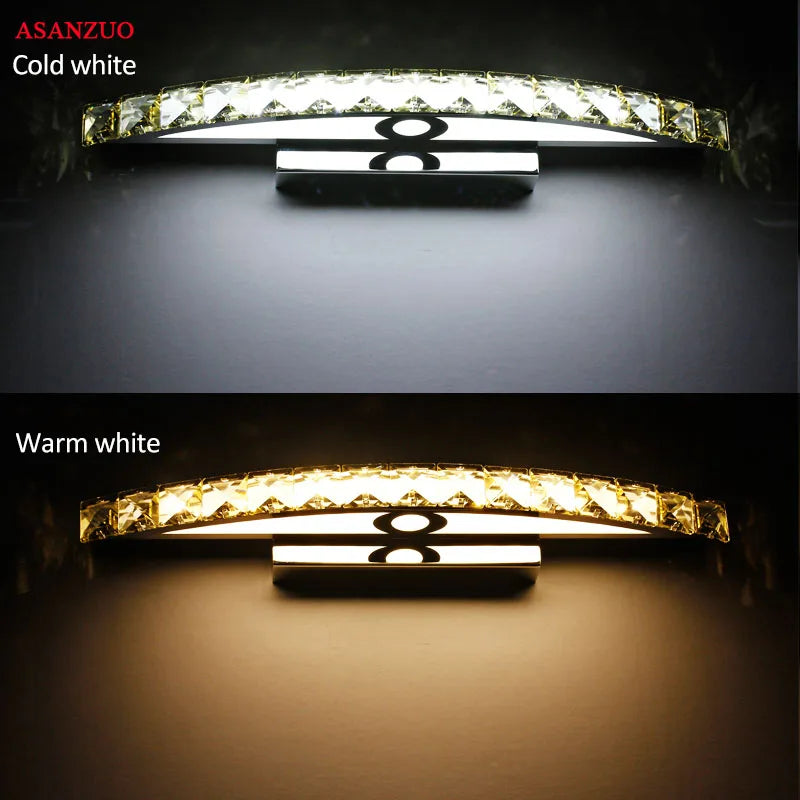 applique murale salle de bain LED miroir lumière en acier inoxydable cristal maquillage salle de bain lumières 44 cm/54 cm