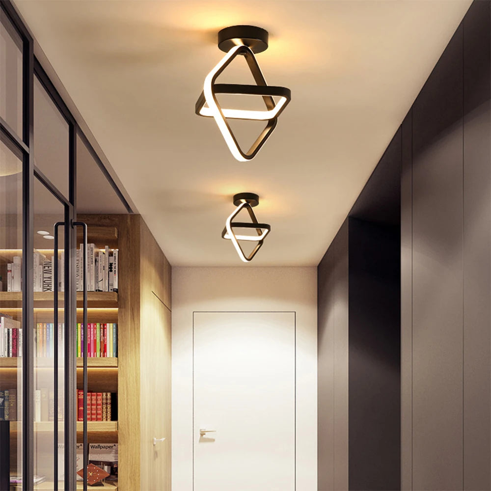 plafonnier led moderne nordique blanc/noir - vue 4 sur 8