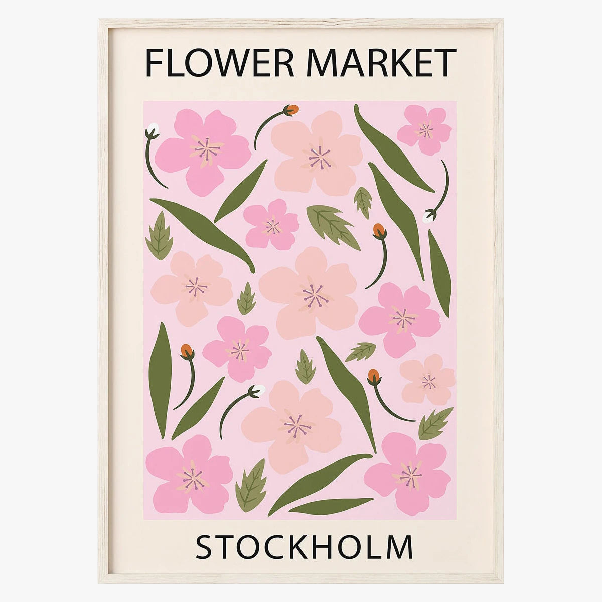 affiche fleurs peinture abstraite style nordique décoration murale