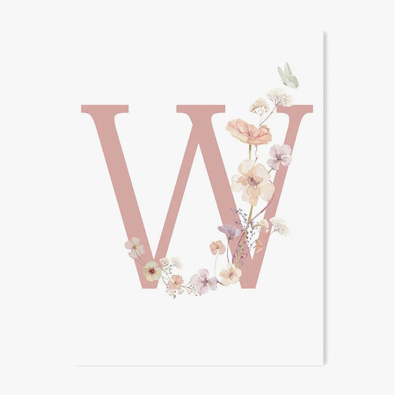 Affiche personnalisée fleur sauvage décoration rose pour enfant