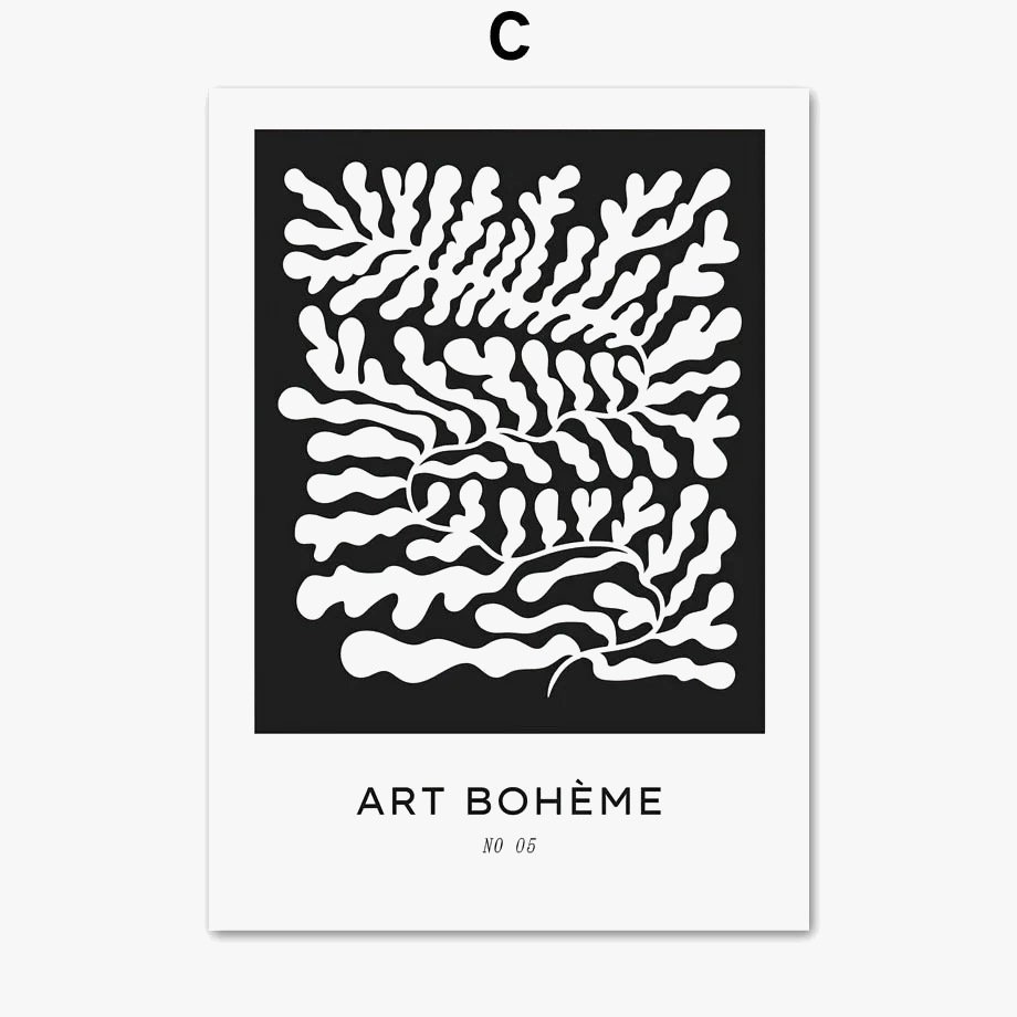 affiche vintage abstraite inspirée par picasso et matisse pour décoration murale
