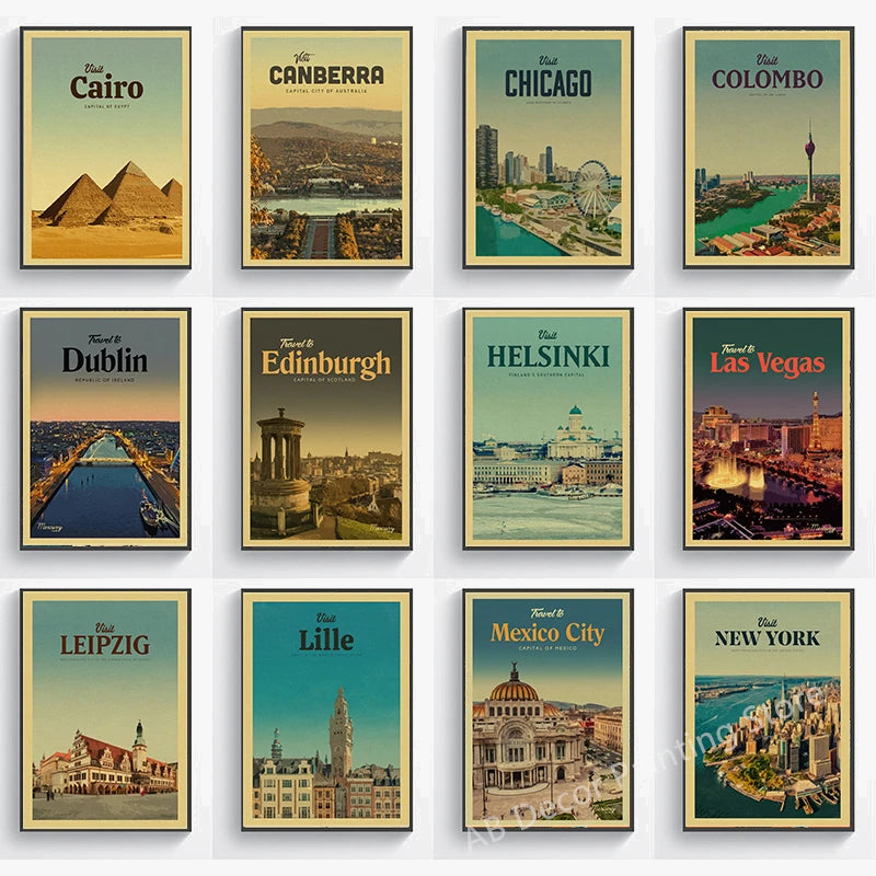 affiche vintage de voyage pour passionnés de tourisme