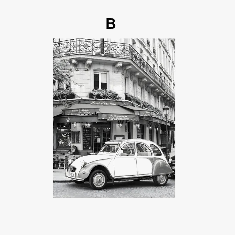 affiche vintage paris café voiture art mural décoration nordique