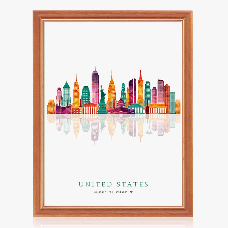 Affiches art mural des skylines de paris londres new york madrid