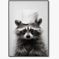 affiches d'art animaux mignons en noir et blanc décor mural