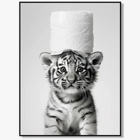 affiches d'art noir et blanc avec animaux pour décoration murale