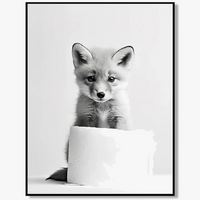 affiches d'art noir et blanc d'animaux mignons pour décoration murale