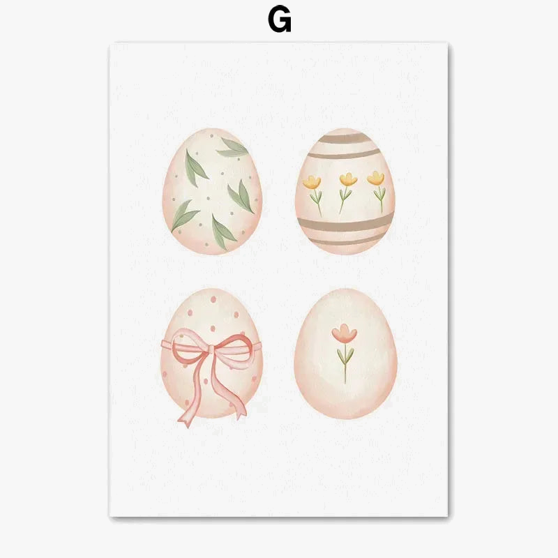 Affiches de pâques lapin radis oeuf fleur décorations printanières