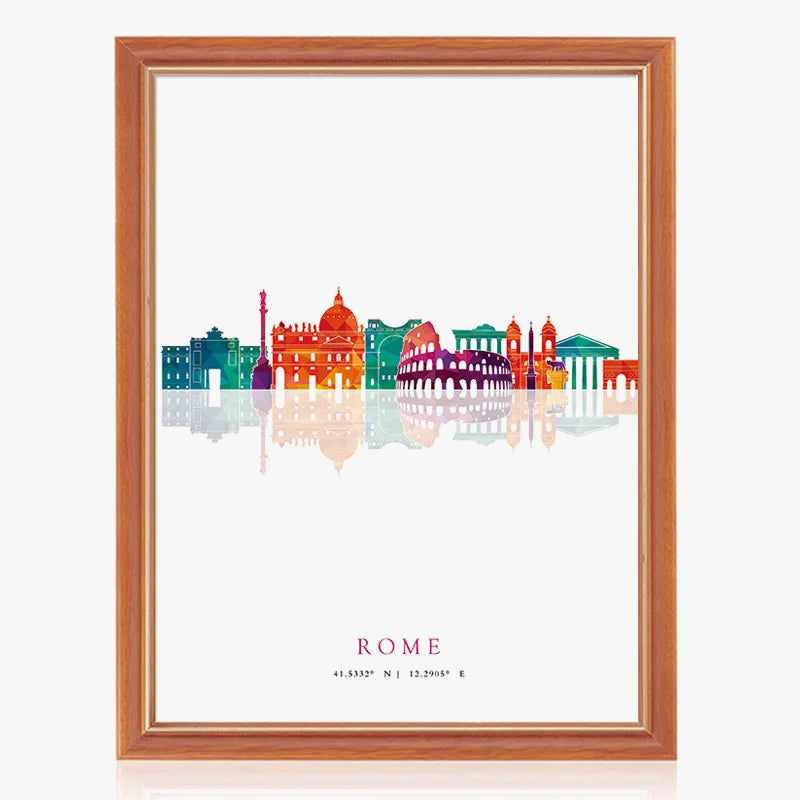 affiches nordiques de skylines de grandes villes pour décoration murale
