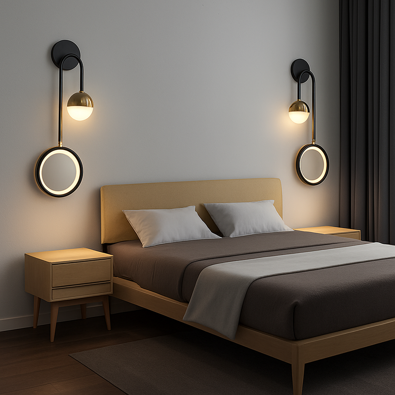 applique led ronde tête lit salon créatif nordique murale