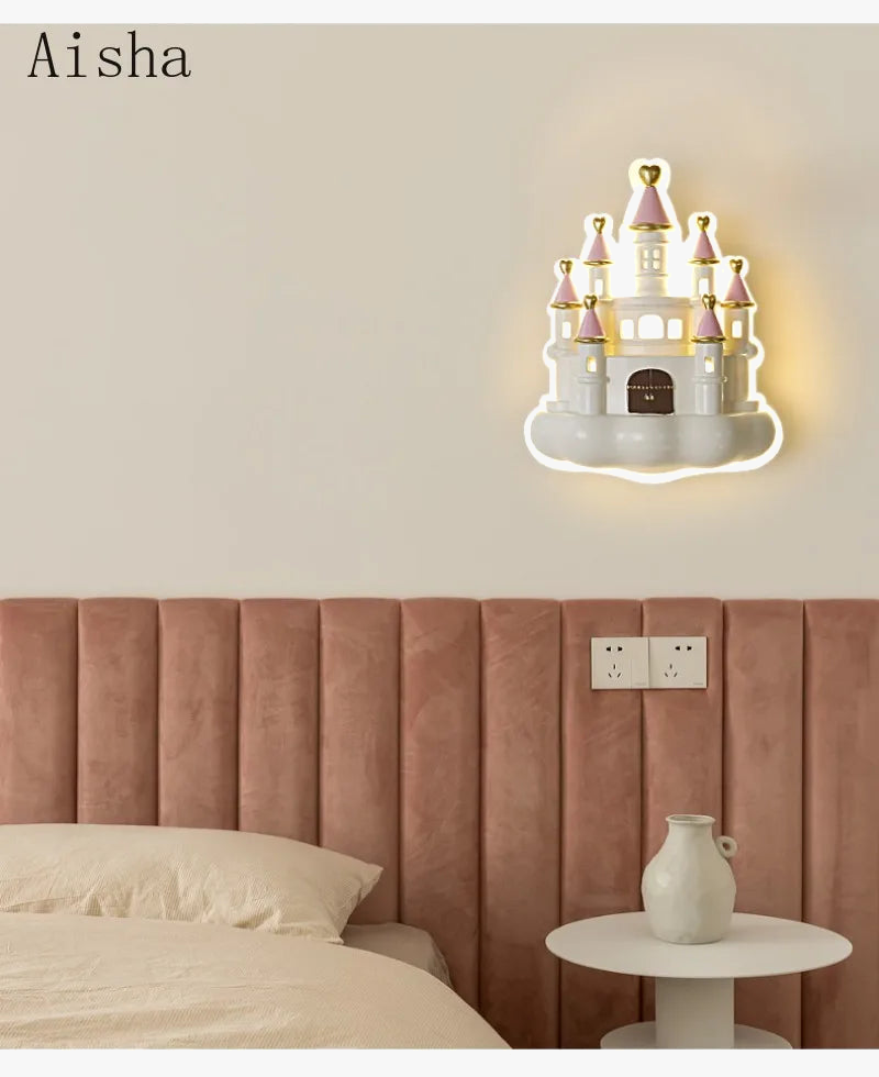 applique murale château créatif pour chambre d'enfant lampe de nuit
