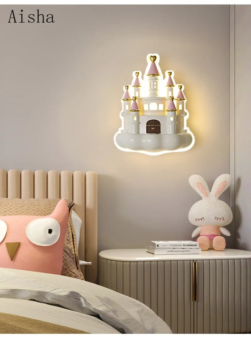 applique murale château créatif pour chambre d'enfant lampe de nuit