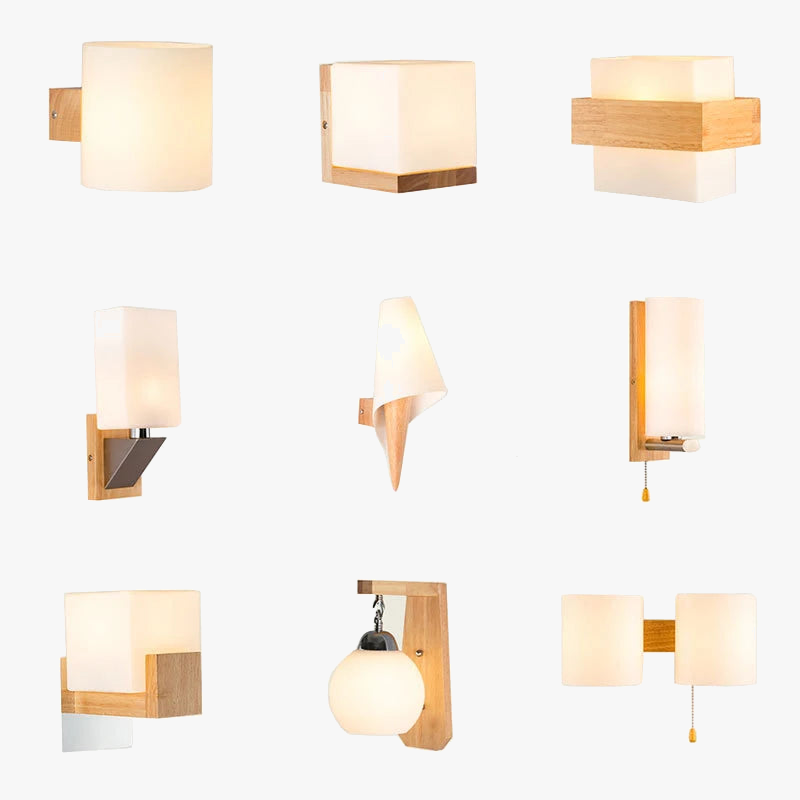 Applique murale décorative nordique en verre et bois design intérieur