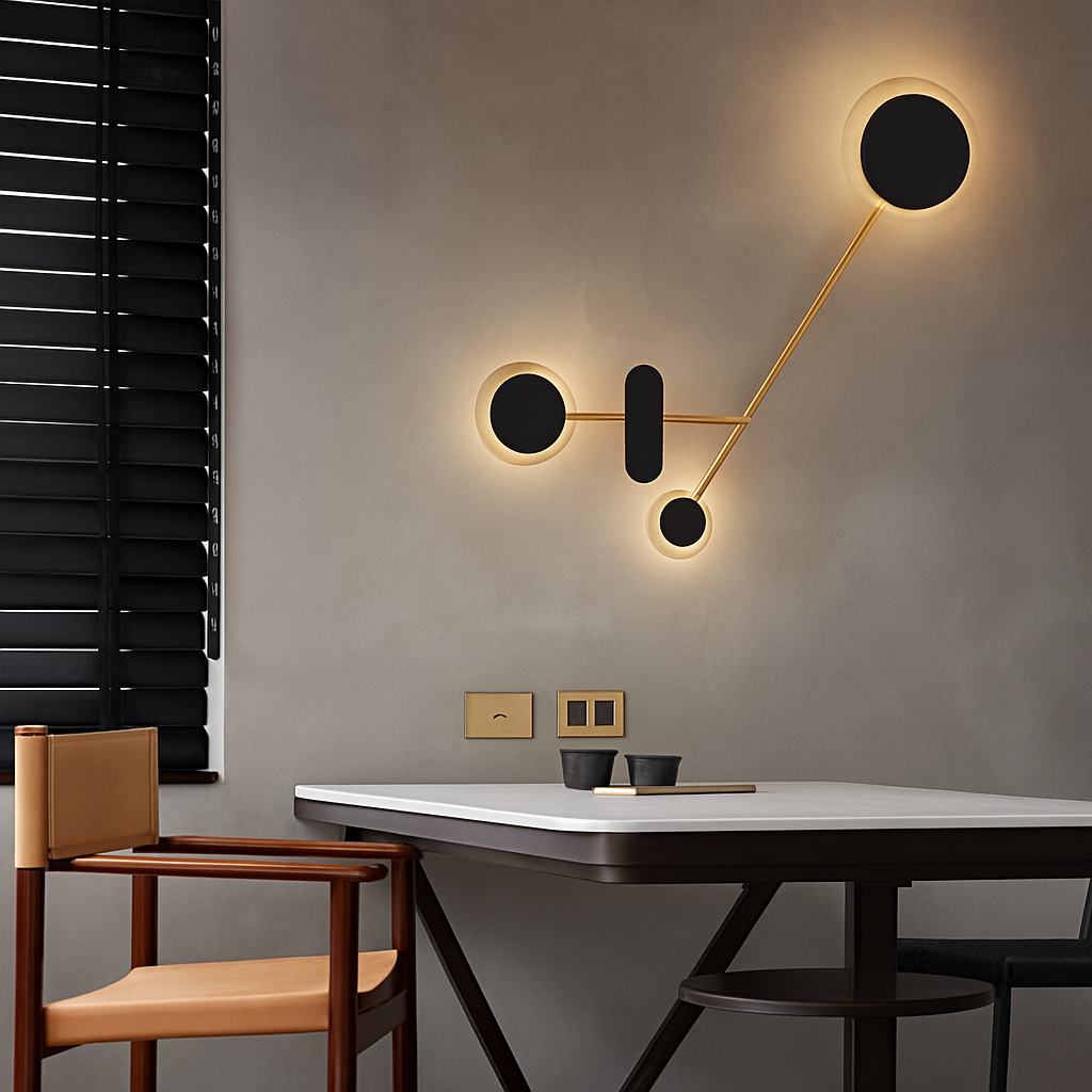 Applique murale design LED avec plusieurs disques noirs Loft