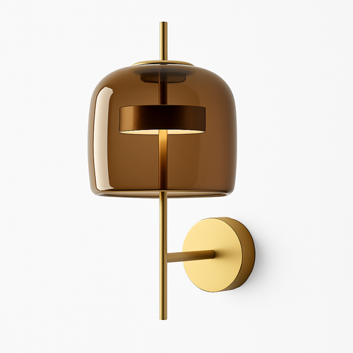 Applique murale design LED dorée avec abat-jour verre rétro Fix