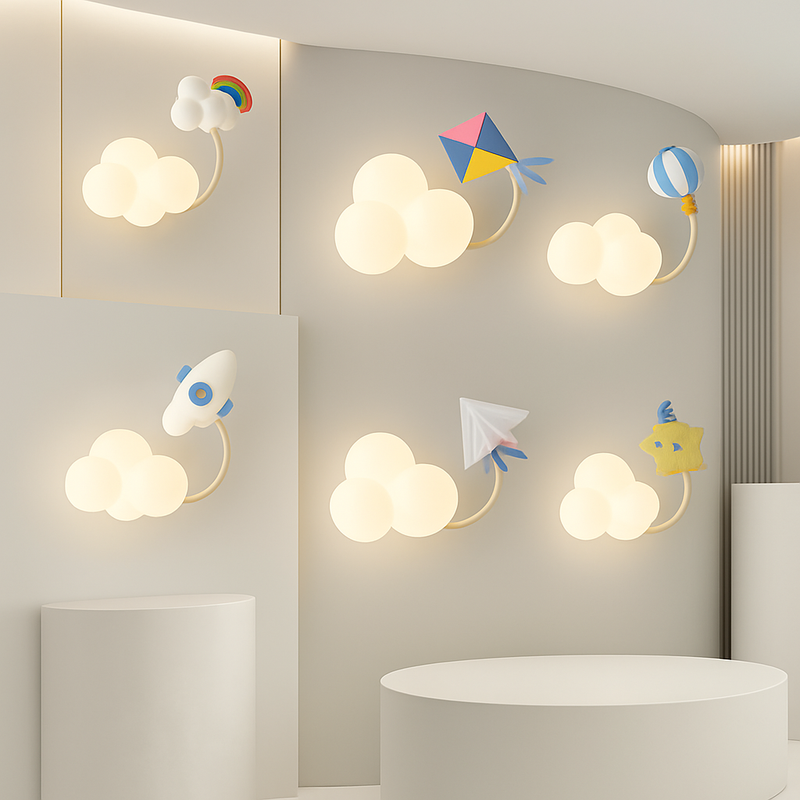 applique murale Dessin animé avion abat-jour étoile arc-en-ciel cerf-volant montgolfière nuage veilleuse enfants