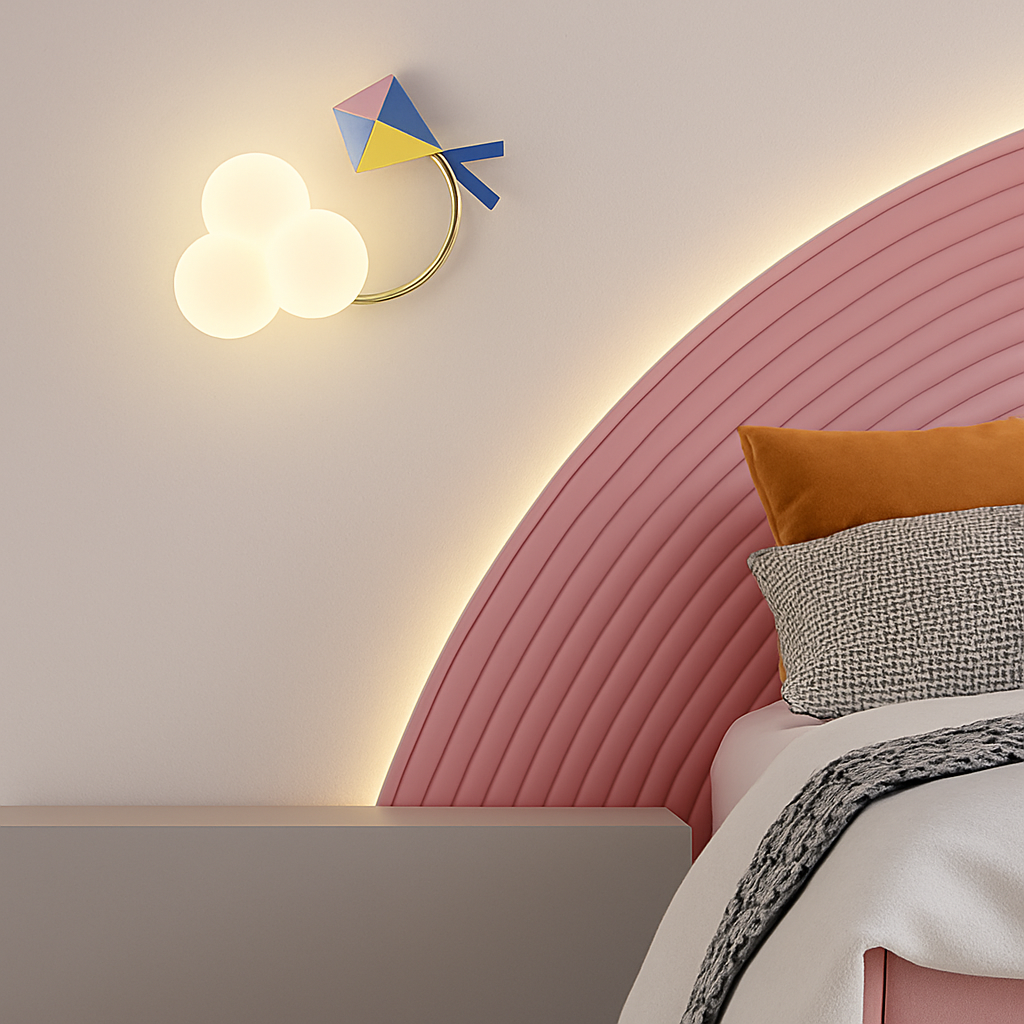 applique murale Dessin animé avion abat-jour étoile arc-en-ciel cerf-volant montgolfière nuage veilleuse enfants - vue 6 sur 12