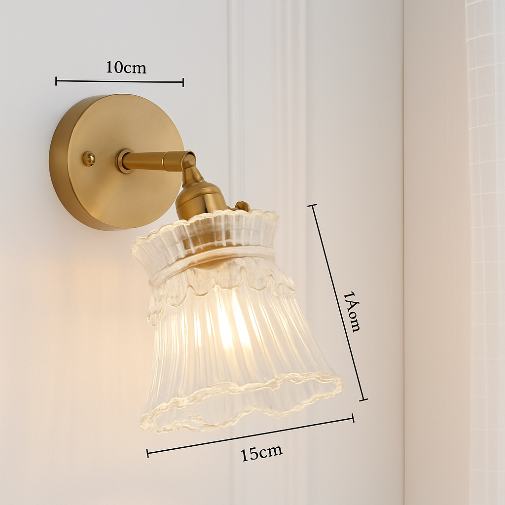Applique murale dorée à LED et abat-jour en verre - vue 9 sur 15