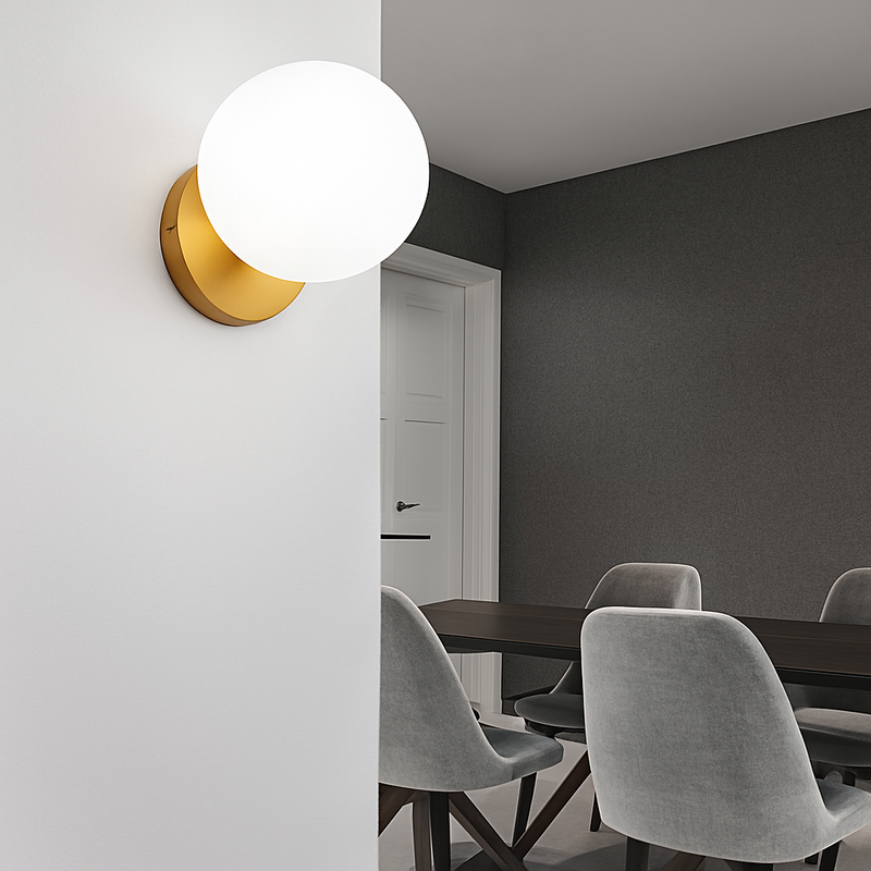 Applique murale doré et boule en verre Frost