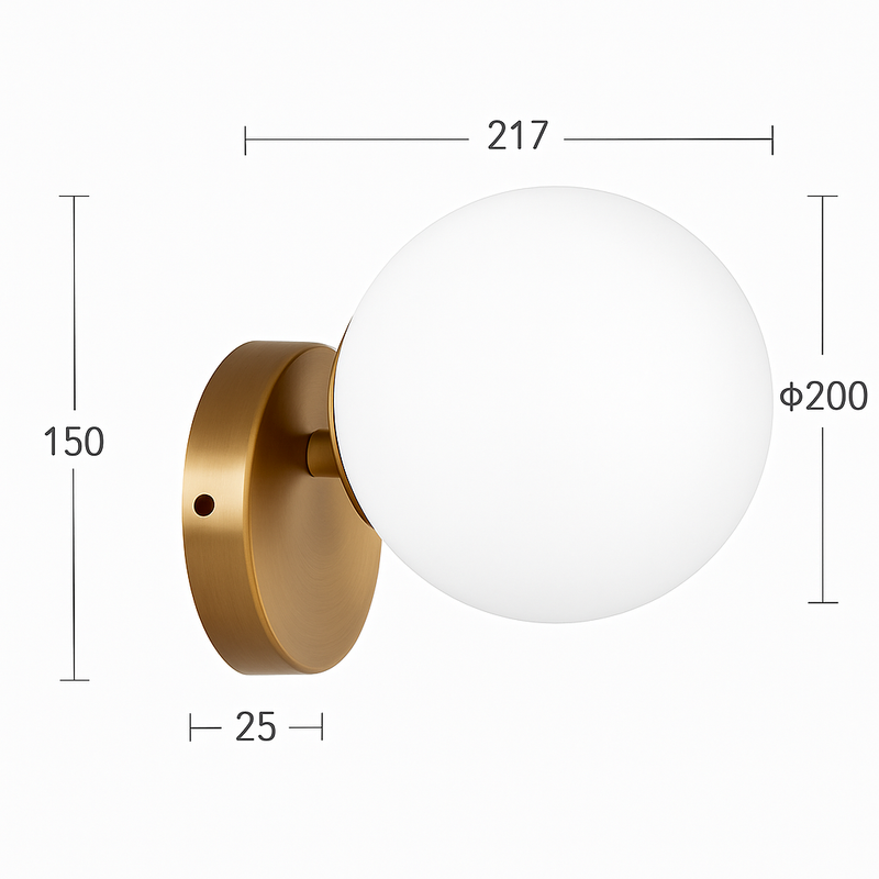 Applique murale doré et boule en verre Frost