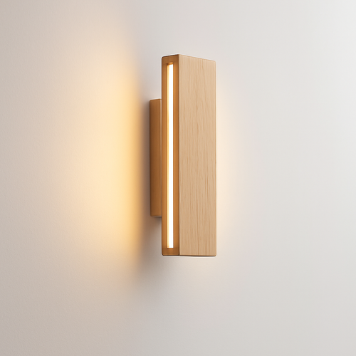 applique murale en bois massif avec éclairage rotatif design naturel