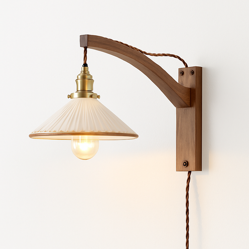 Applique murale japonaise réglable en bois massif