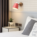Applique murale LED abat-jour orientable en métal et support en bois