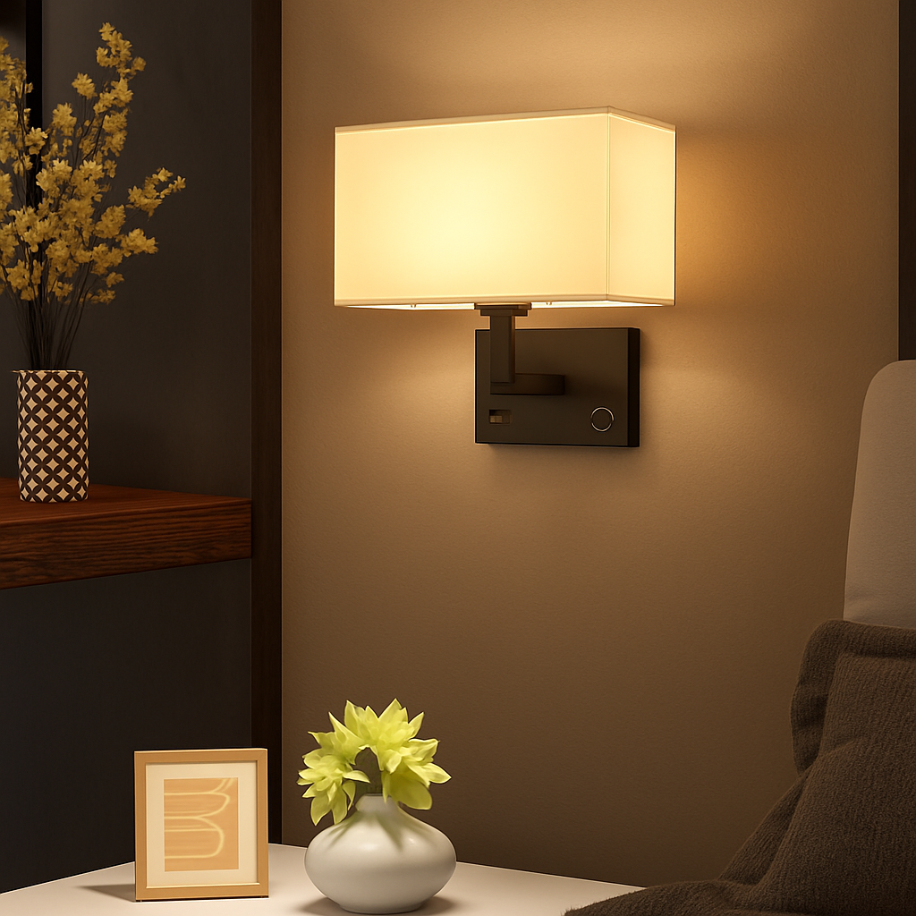 Applique murale Led avec abat-jour en tissu - vue 5 sur 12