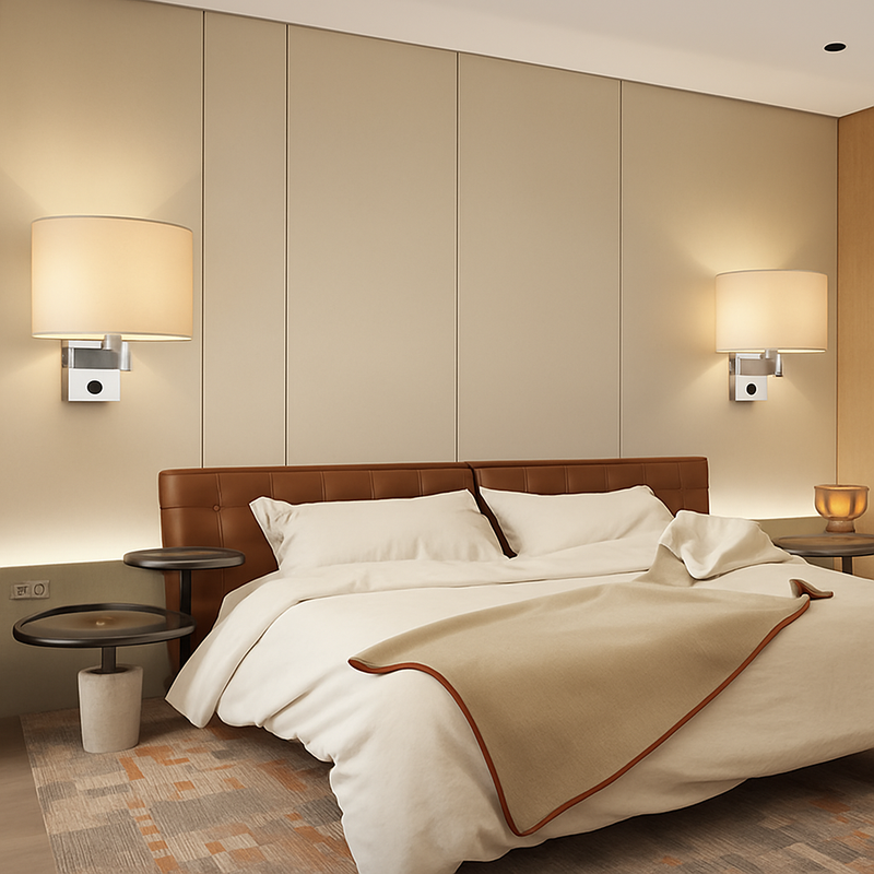 Applique murale Led avec abat-jour en tissu