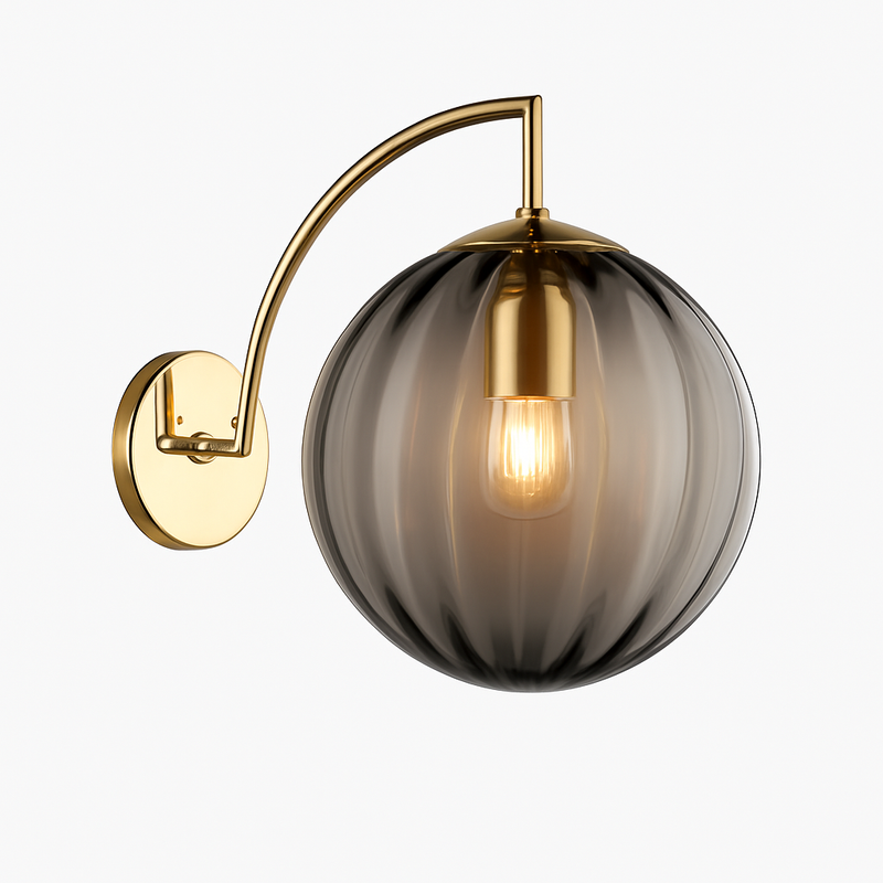 Applique murale LED doré avec boule en verre fumé Scone