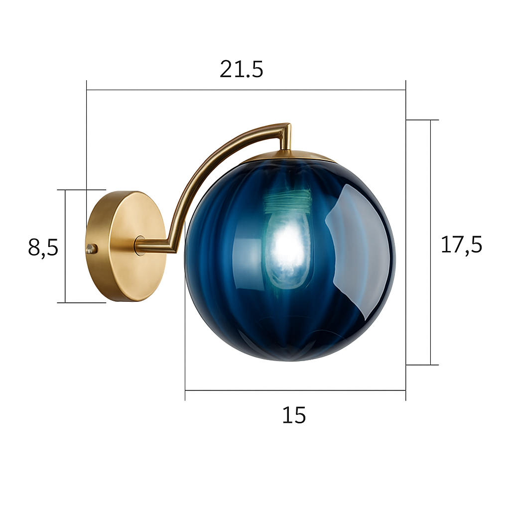 Applique murale LED doré avec boule en verre fumé Scone - vue 6 sur 9