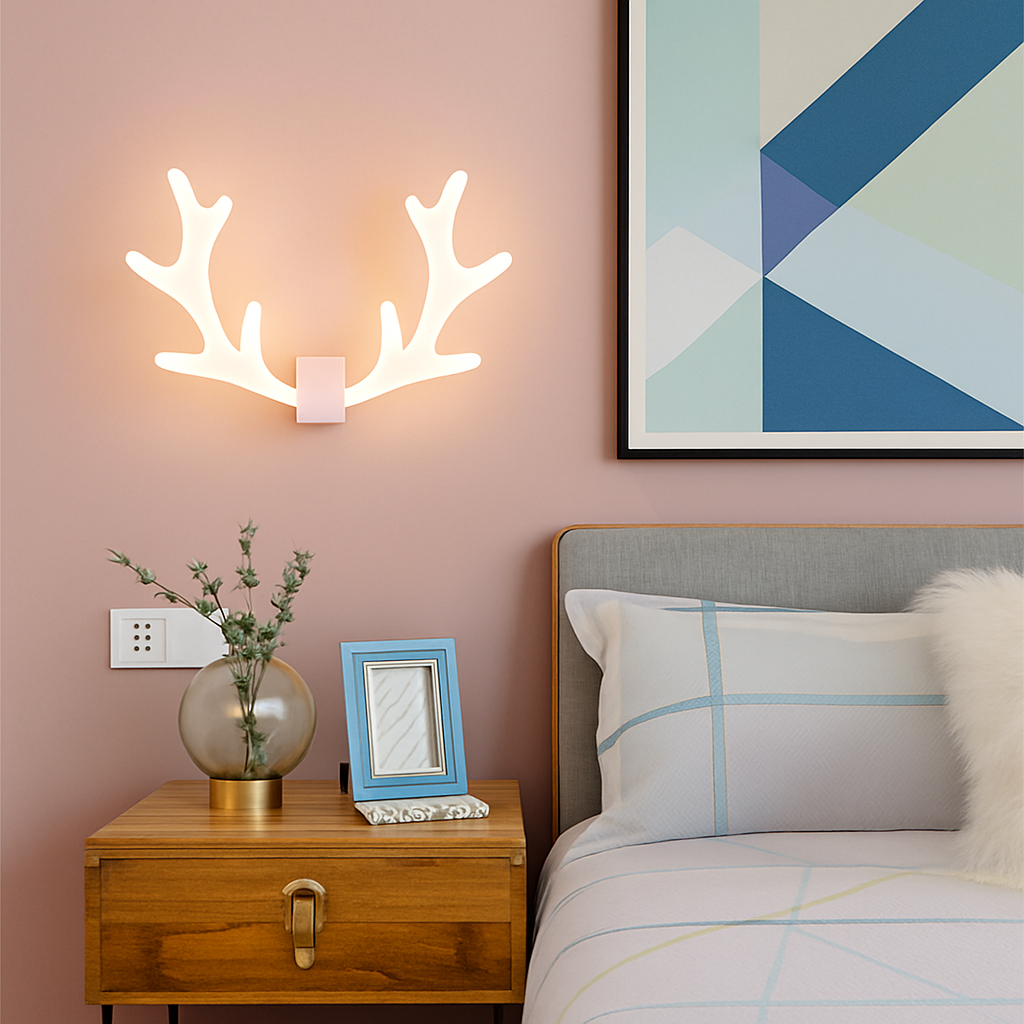 Applique murale LED en forme de corne cerf colorée