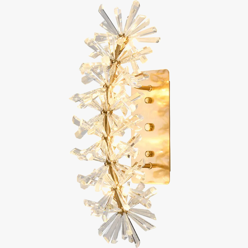Applique murale led moderne en cristal et métal doré