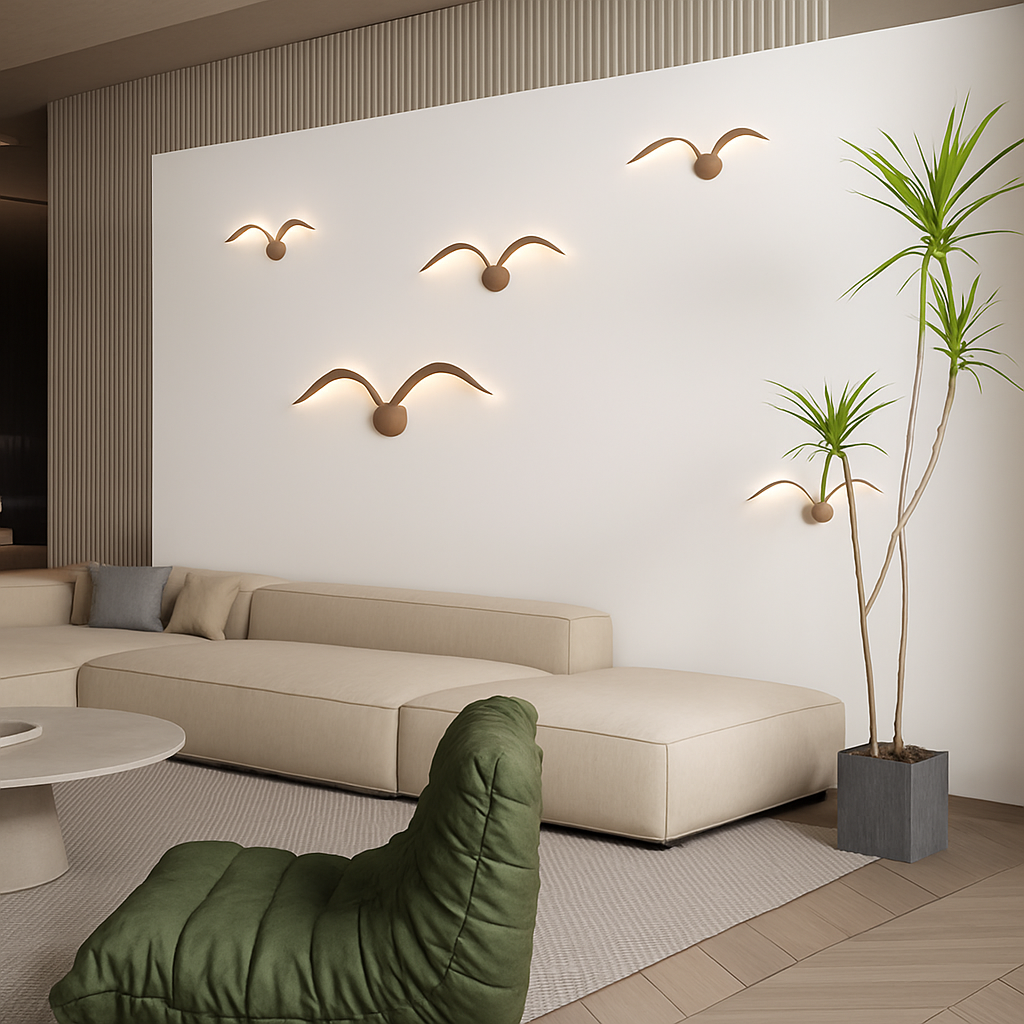 applique murale led modernes en forme de mouette en acrylique - vue 4 sur 8