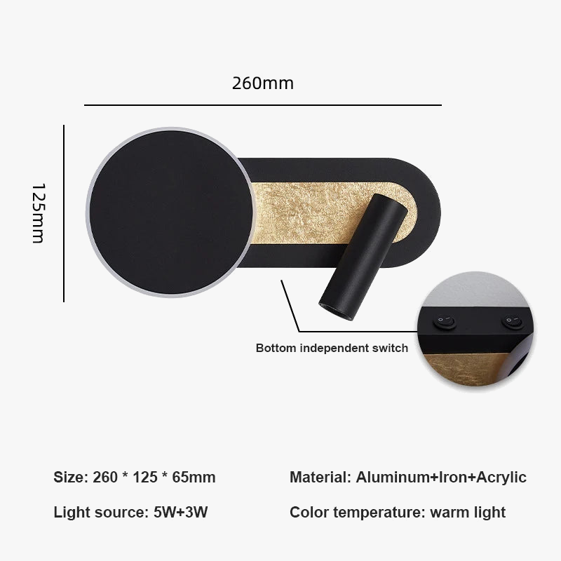 applique murale led nordique moderne rotative avec interrupteur