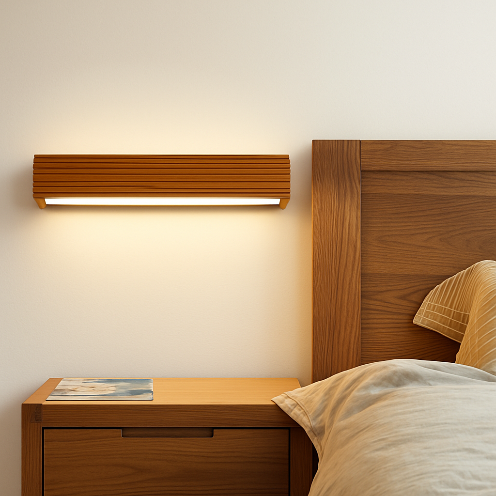 Applique murale LED rectangulaire en bois taillé Japan - vue 6 sur 8