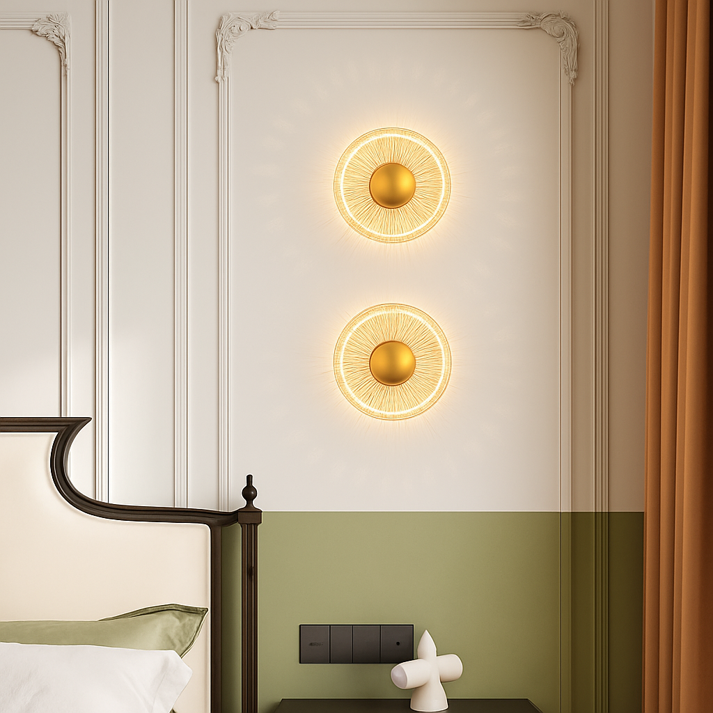 applique murale led ronde en acrylique et laiton doré 3 variables - vue 4 sur 7