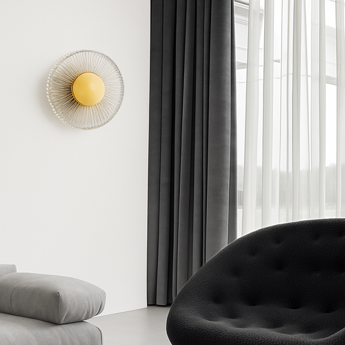 applique murale led ronde en acrylique et laiton doré 3 variables