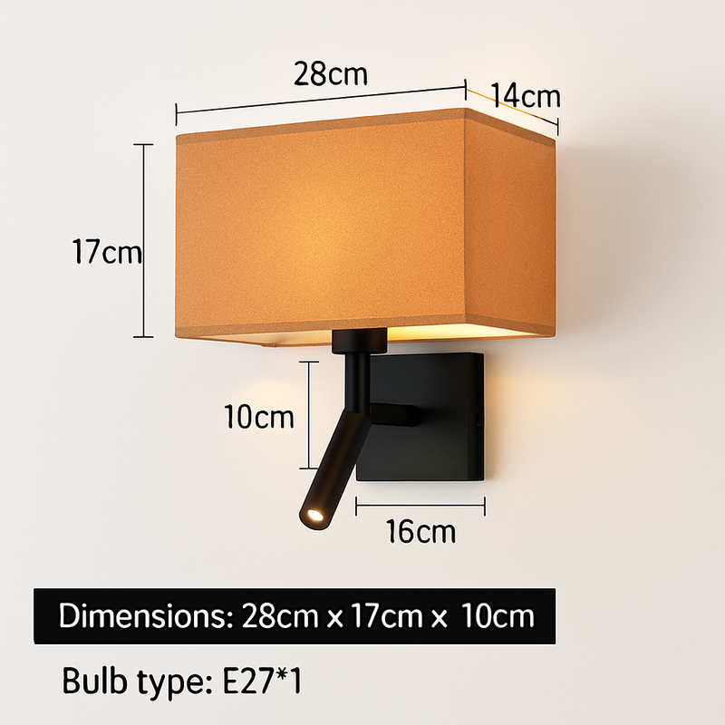applique murale moderne abat jour tissu avec spot réglable 360 degrés