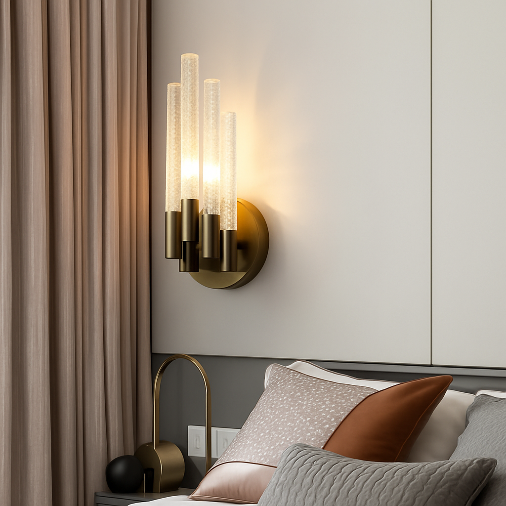 applique murale moderne en verre luminaire intérieur décoratif métal doré - vue 5 sur 8