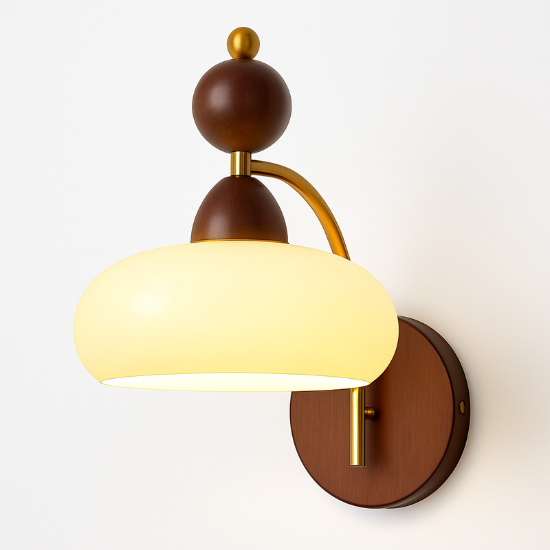 applique murale néoclassique en bois avec verre japonais anti lumière bleue