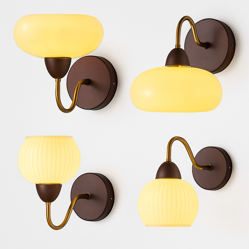 applique murale néoclassique en bois avec verre japonais anti lumière bleue