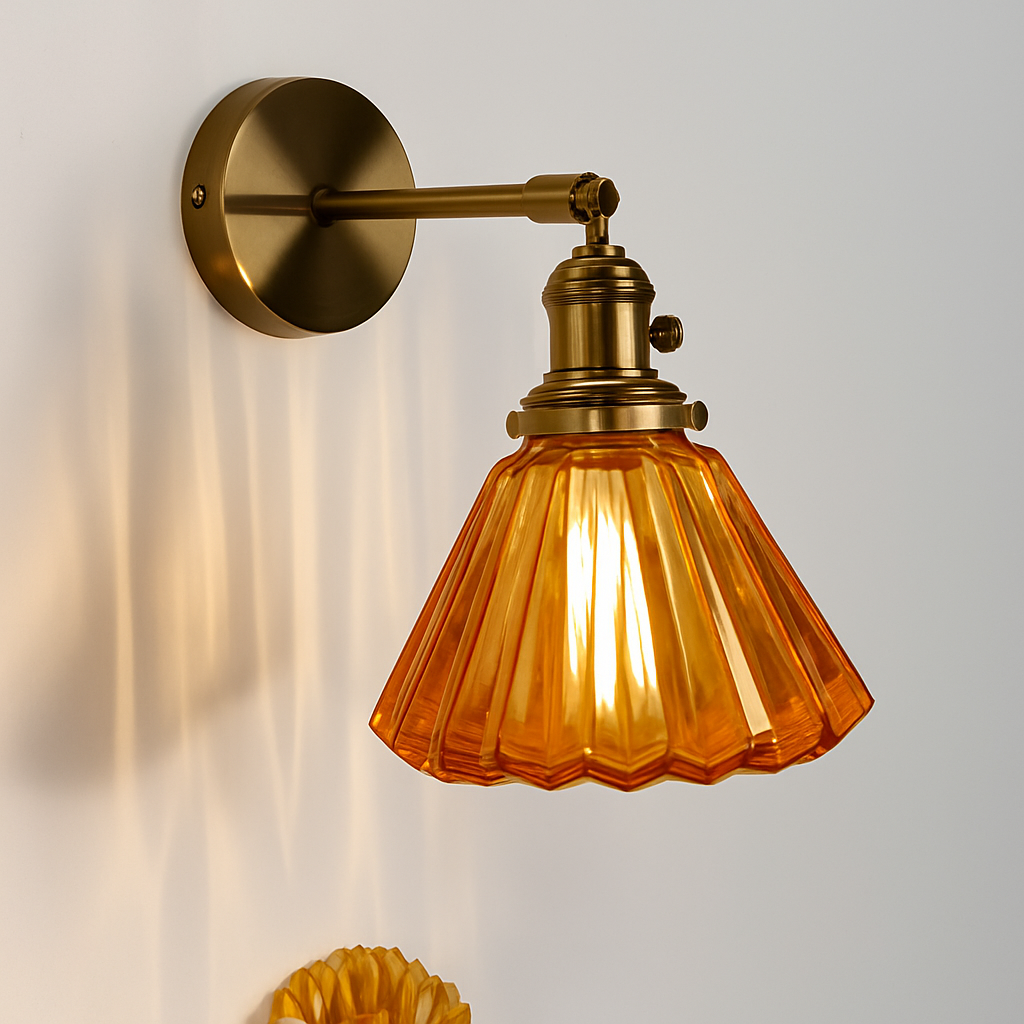 applique murale nordique en verre et laiton avec miroir à led - vue 22 sur 23