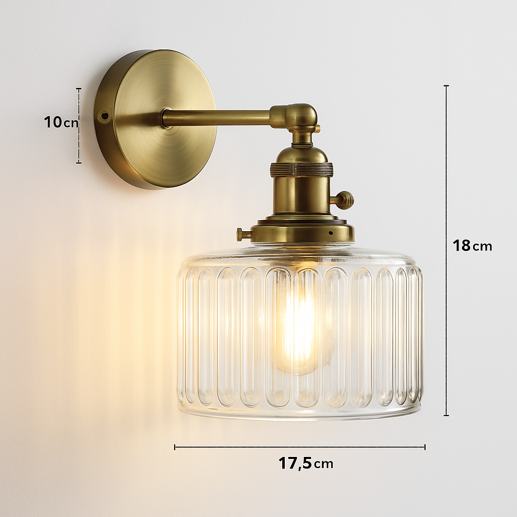 applique murale nordique en verre et laiton avec miroir à led - vue 11 sur 23