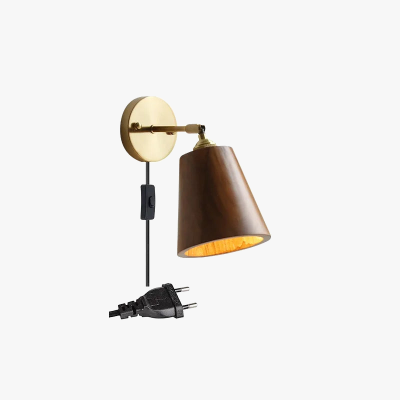 applique murale nordique moderne iwhd en bois à led avec chaîne à tirer