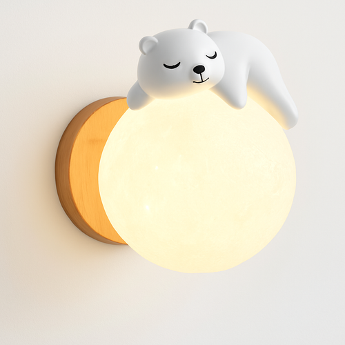 applique murale ours et lune pour éclairage de chevet enfant