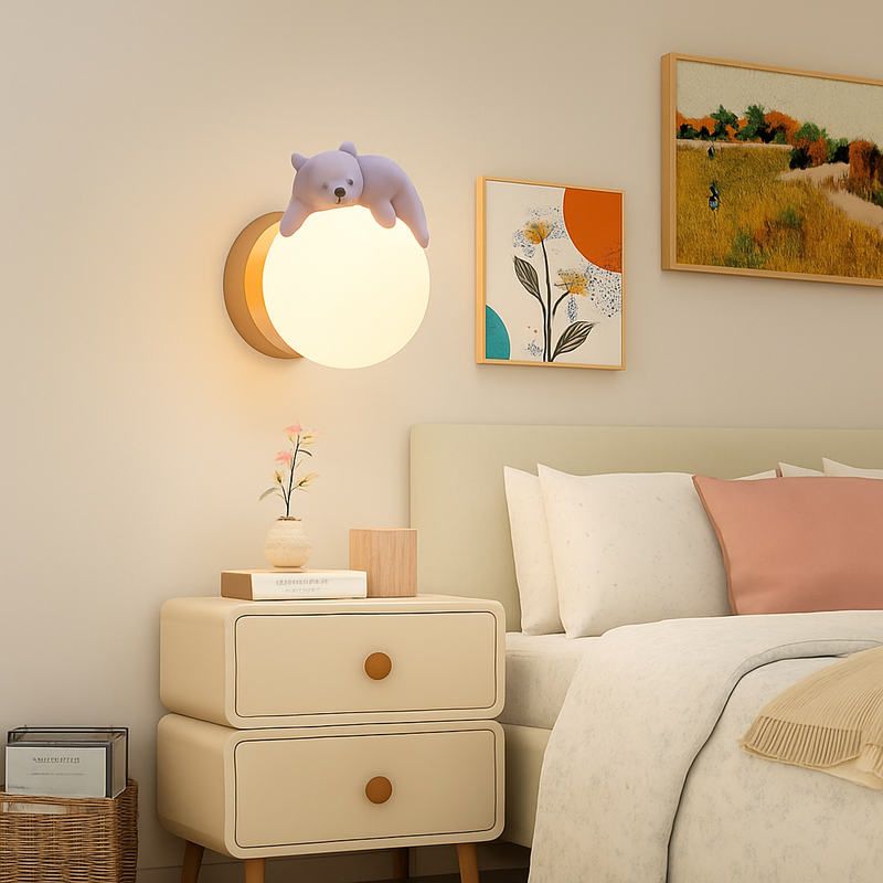 applique murale ours lune chambre chevet lapin astronaute animal garçon fille bébé veilleuses